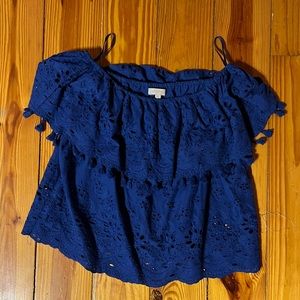 Off the shoulder blue top